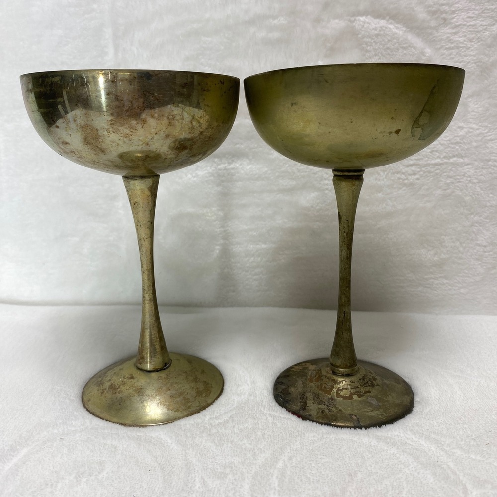 VTG Eales 1779 Set of 2 Silverplate Goblets Cups Italy Chalice Wedding Holiday‎